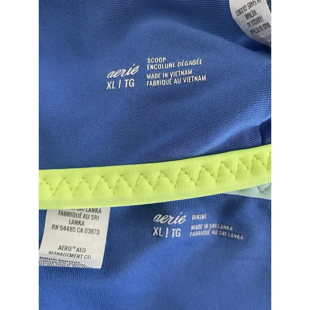 Aerie Swim Bikini Swimsuit Colorblock Plunge Beach Summer Swimwear - Picture 7 of 8